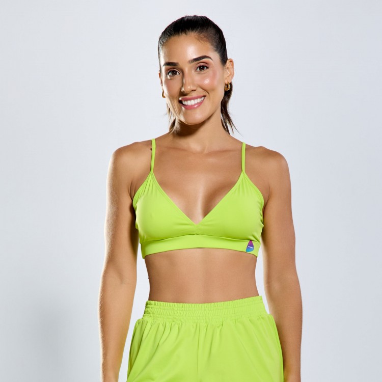 Top Poliamida Light Decotado Com Alcinha Verde Lima