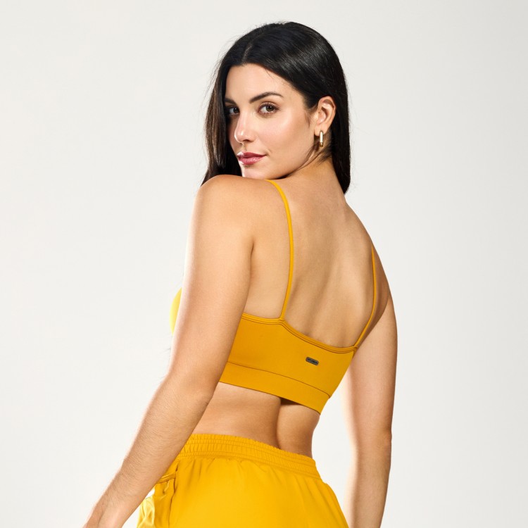 Top Fitness Poliamida Equilíbrio Mostarda