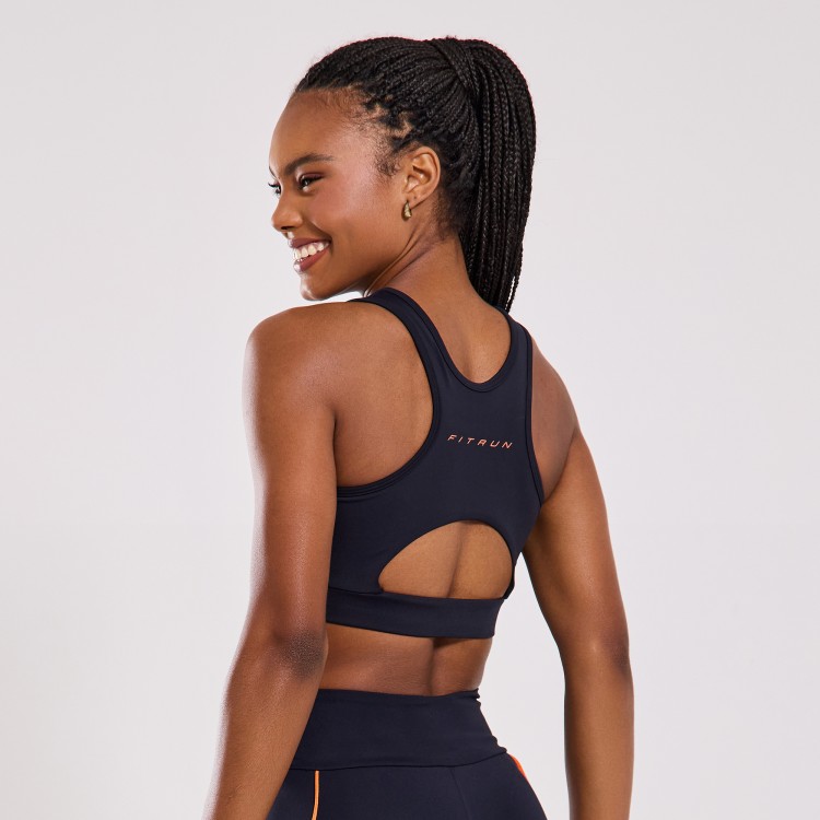 Top Fitness Poliamida Cadência Preto