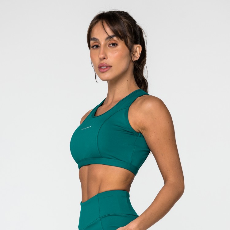 Top Poliamida Velocity com Bolso Verde Escuro