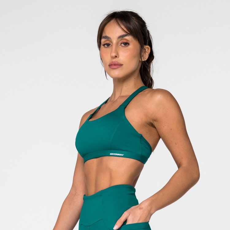 Top Poliamida Fly Alça Regulável Verde Escuro