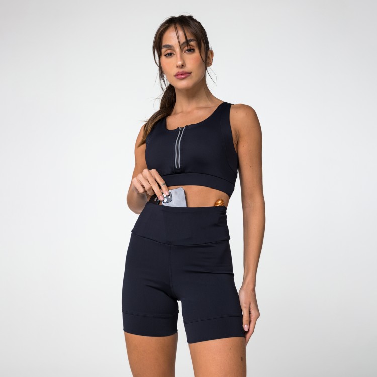 Short Poliamida Nox 3 Bolsos Invisíveis Preto