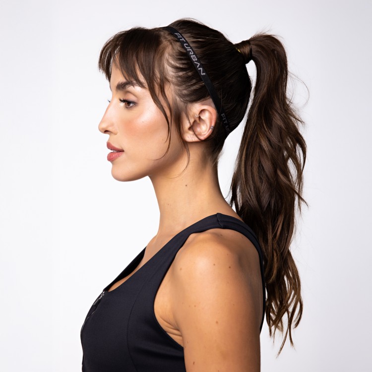 Faixa de Cabelo com Silicone Corrida Preta