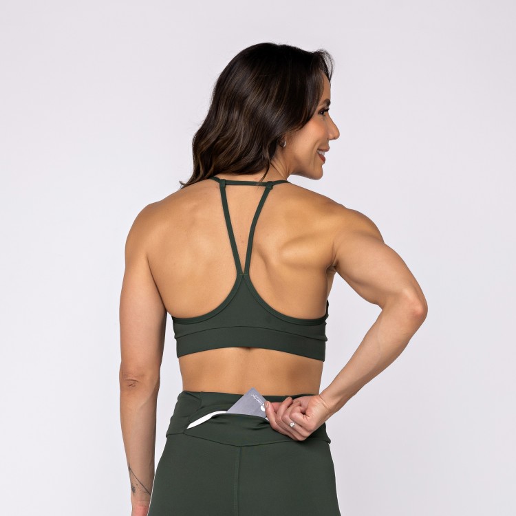 Top Poliamida Health Alças Móveis Musgo