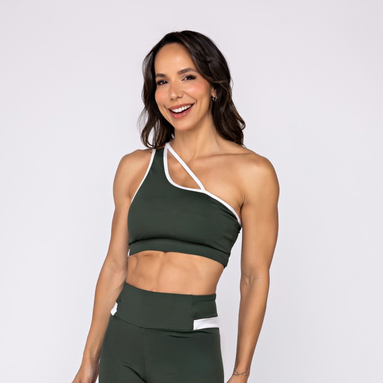 Top Poliamida Mirror Alça Regulável Musgo