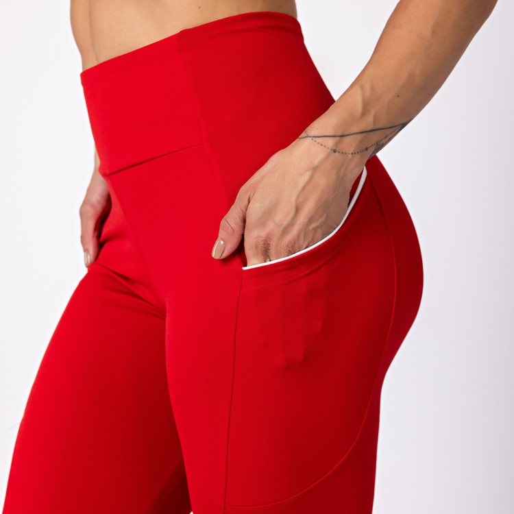 Calça Legging Poliamida Intensity com Bolso Vermelha