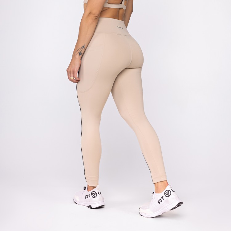 Calça Legging Poliamida Impulso com Bolsos Nude
