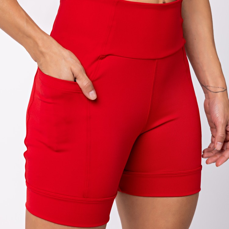 Short Poliamida Energy com Bolso Vermelho