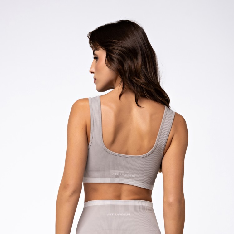 Top Seamless Canelado Rib Cinza
