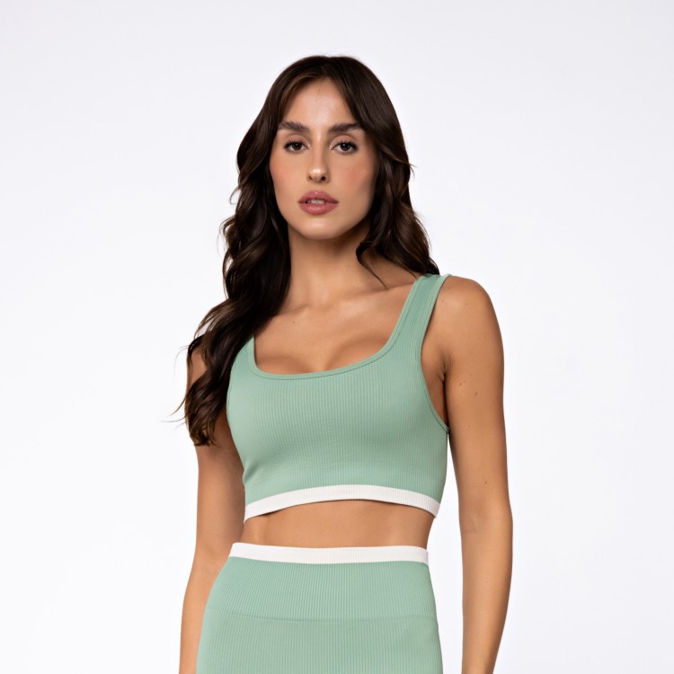 Top Seamless Canelado Rib Verde Aloe