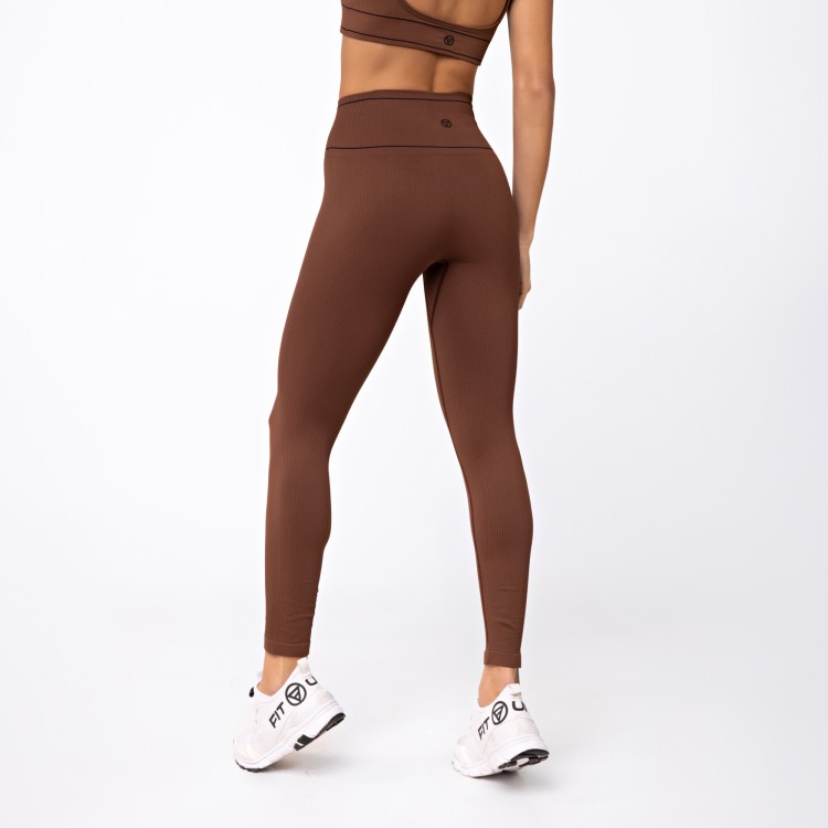 Calça Legging Seamless Canelada Stripes Capuccino