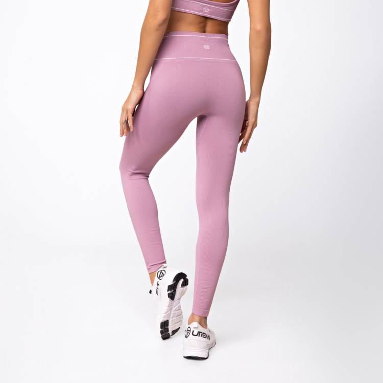 Calça Legging Seamless Canelada Stripes Rosa Seco