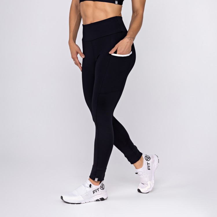 Calça Legging Poliamida Lux com Bolsos Preta