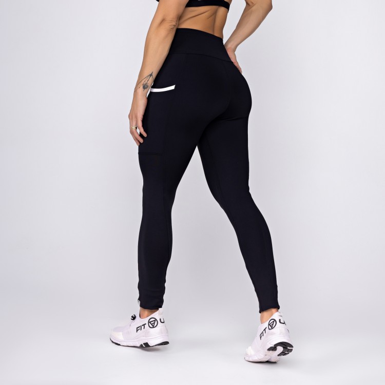 Calça Legging Poliamida Lux com Bolsos Preta